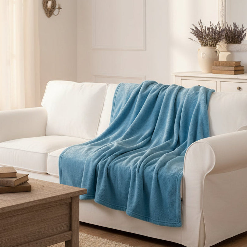 blu idee regalo Natale coperta premium pile di microfibra plaid divano e letto singolo