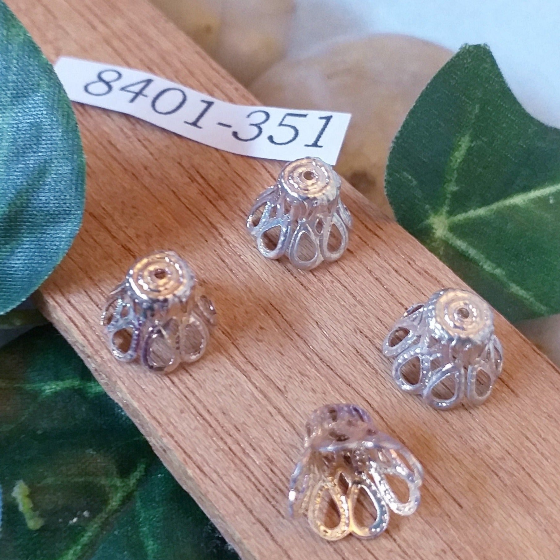 fiori cappette filigrana argento 10 mm coppette terminali per chiusura collane bracciali di fettuccia e corde spago cordoncino