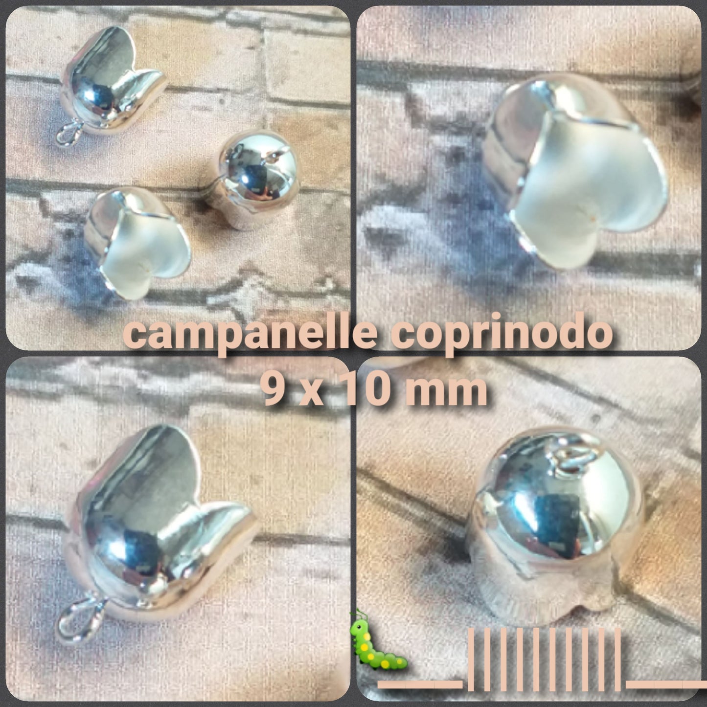 campanelle metallo argento coprinodo 9 x 10 mm coppette terminali per chiusura collane bracciali di fettuccia e corde spago cordoncino