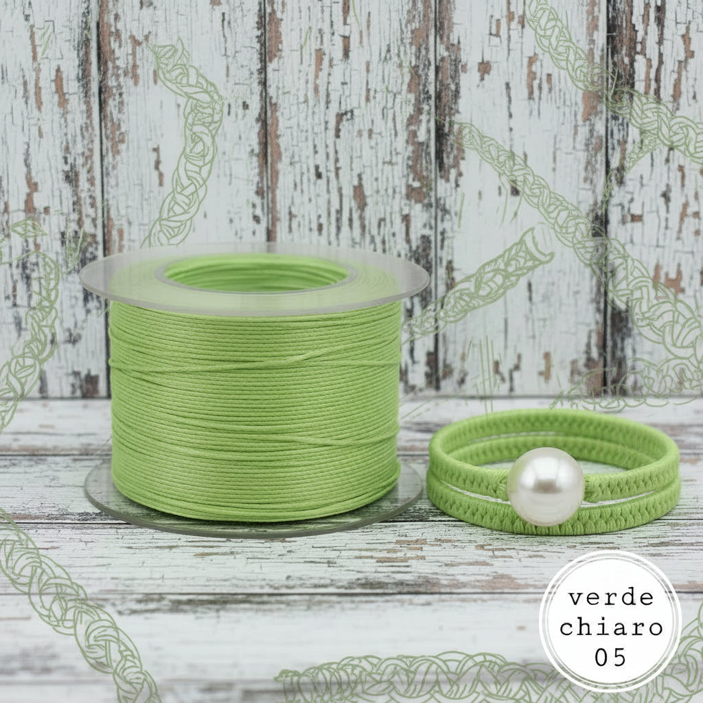 lime verde chiaro cordoncini cerati cordini 1 mm filati di corda in cotone uso per bigiotteria collane gioielleria bijoux gioielli uncinetto borse creazioni con ciondolo