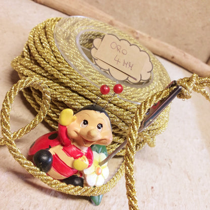 cordino dorato natalizio uso decorazioni bomboniera 4 mm cordoncino passamaneria copripunto intrecciato misto cotone per cucito creativo tappezzeria addobbi Natale palline albero