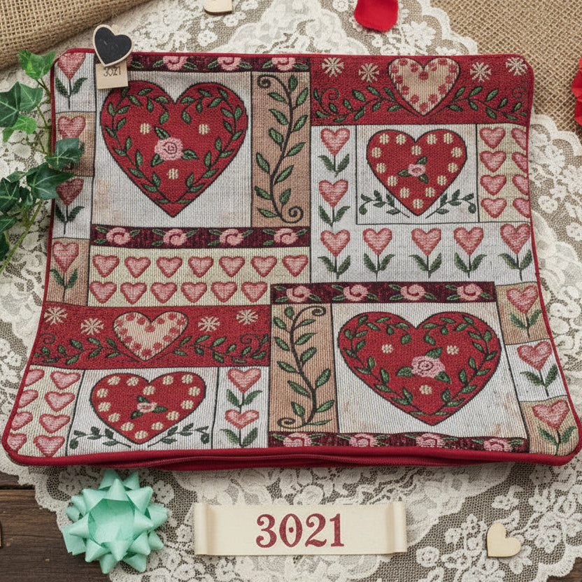 cuori viticcio decorazioni federa copricuscino natalizio gobelin idea regalo Natale originale packaging arredo casa per uomo donna