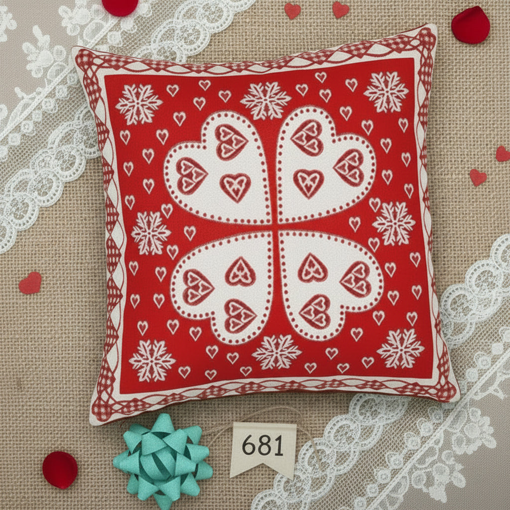 4 cuori fiocco di neve cuoricini federa copricuscino natalizio gobelin idea regalo Natale originale packaging arredo casa per uomo e donna
