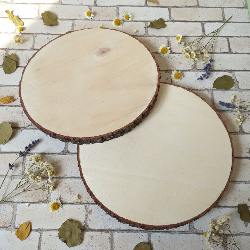 dischi fette tronchi rotondi legno uso per composizioni floreali centrotavola basi rustiche biedermeier natale e decorazioni matrimonio