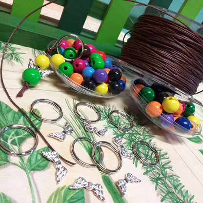 kit ali metallo perline intramezzo distanziatori bigiotteria creare angeli e angioletti con perle legno uso ciondoli portachiavi gioielli bijoux cordoncino anelli gancetti