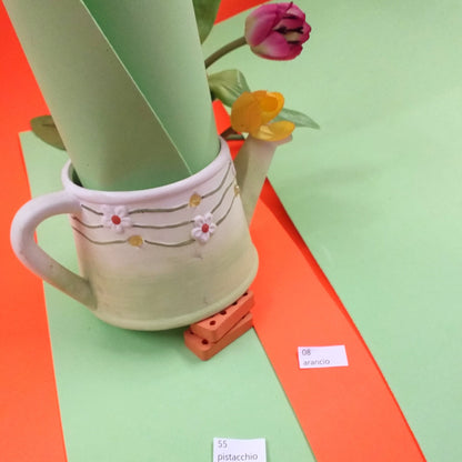 verde pistacchio arancione colori eva foam gomma crepla fommy 2 mm fogli 40 x 60 cm Stafil creare fiori tulipani composizioni floreali fioristi annaffiatoio centrotavola con carta crepp foglie