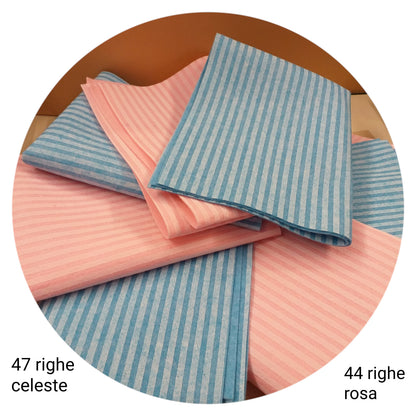 righe celeste rosa pastello pannolenci feltro stampato tessuto stoffa per cucito creativo gnomi fiocco nascita lavoretti pasquali primavera confezionamento packaging uovo centrotavola fuoriporta coccarda