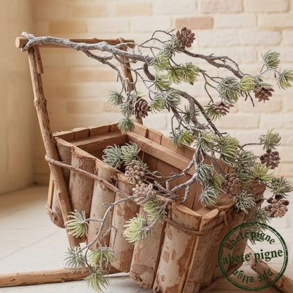 ghirlanda natalizia filo abete verde pigne con glitter innevato sagomato festone natale larice per decorazioni camino centrotavola fuoriporta