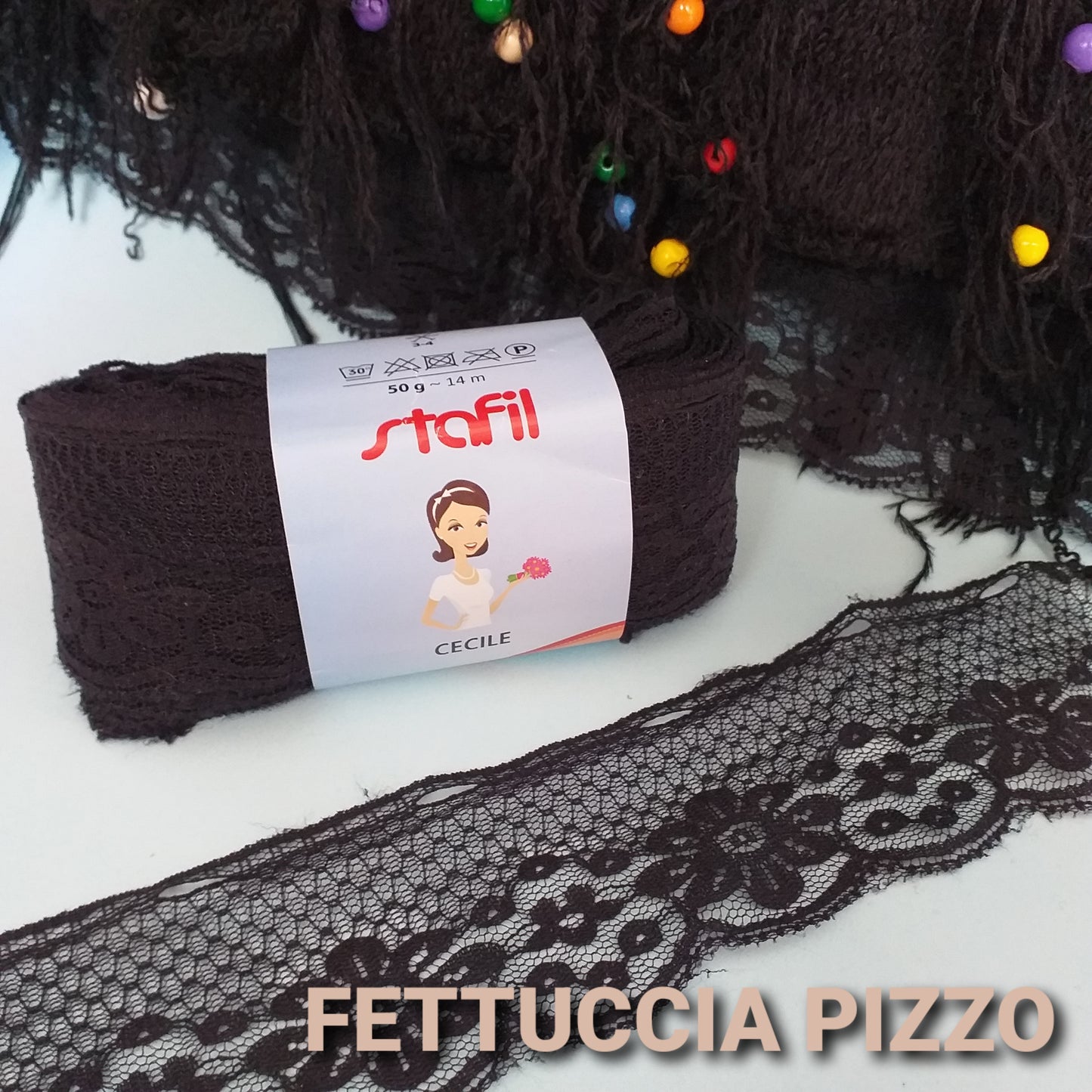 Stock pizzi e merletti fettuccia colore nero per borse bracciali nastro applicazioni abiti Passamaneria uncinetto
