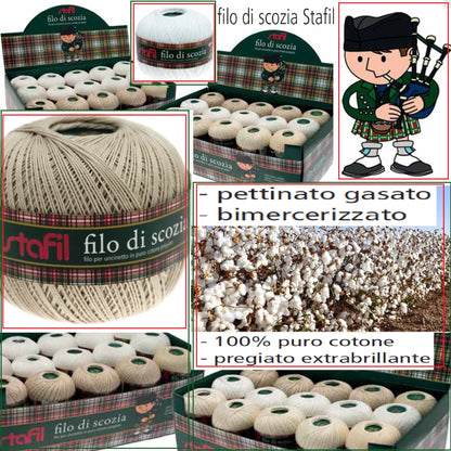 filo di cotone per uncinetto filati Stafil di scozia pettinato gasato bimercerizzato pregiato extrabrillante gomitoli stock