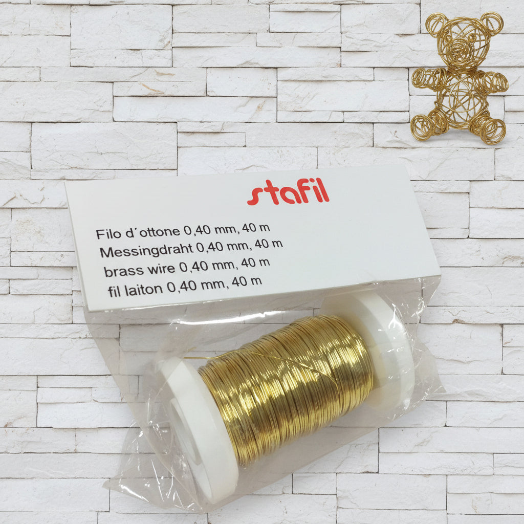 brass wire messing draht 0.40 mm 40 metri rotolo bobina filo dorato ottone Stafil Marianne hobby uso creare fiori alberi hobby creativi lavoretti perline bonsai hobbistica floral wire perle
