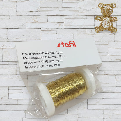brass wire messing draht 0.40 mm 40 metri rotolo bobina filo dorato ottone Stafil Marianne hobby uso creare fiori alberi hobby creativi lavoretti perline bonsai hobbistica floral wire perle