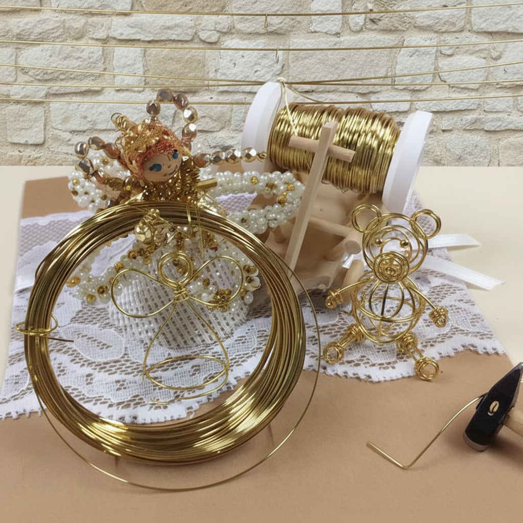 idea fai da te angioletto orsetto perline filo dorato ottone Stafil Marianne hobby uso creare fiori alberi hobby creativi lavoretti bonsai hobbistica floral wire perle
