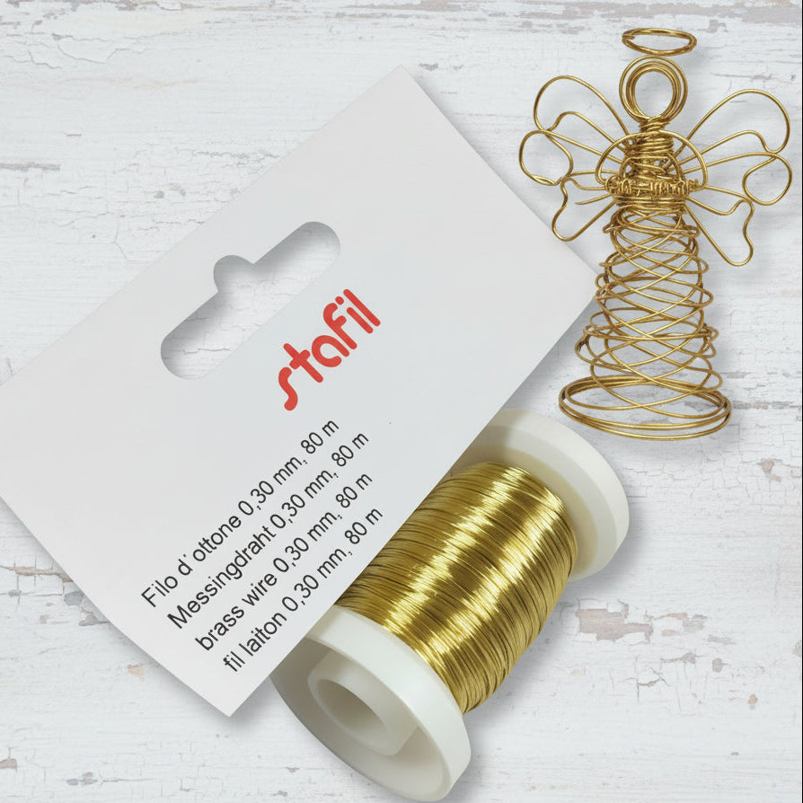 0.30 mm 80 metri bobina rotolo filo dorato ottone Stafil Marianne hobby uso creare fiori alberi hobby creativi lavoretti perline bonsai hobbistica floral wire perle
