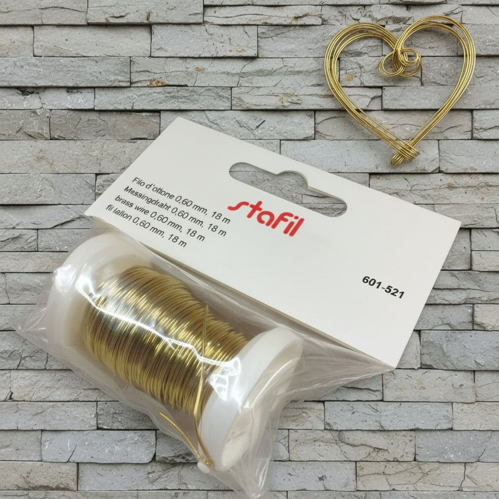 0.60 mm 18 metri filo dorato ottone Stafil Marianne hobby uso creare fiori alberi hobby creativi lavoretti perline bonsai hobbistica floral wire art di perle