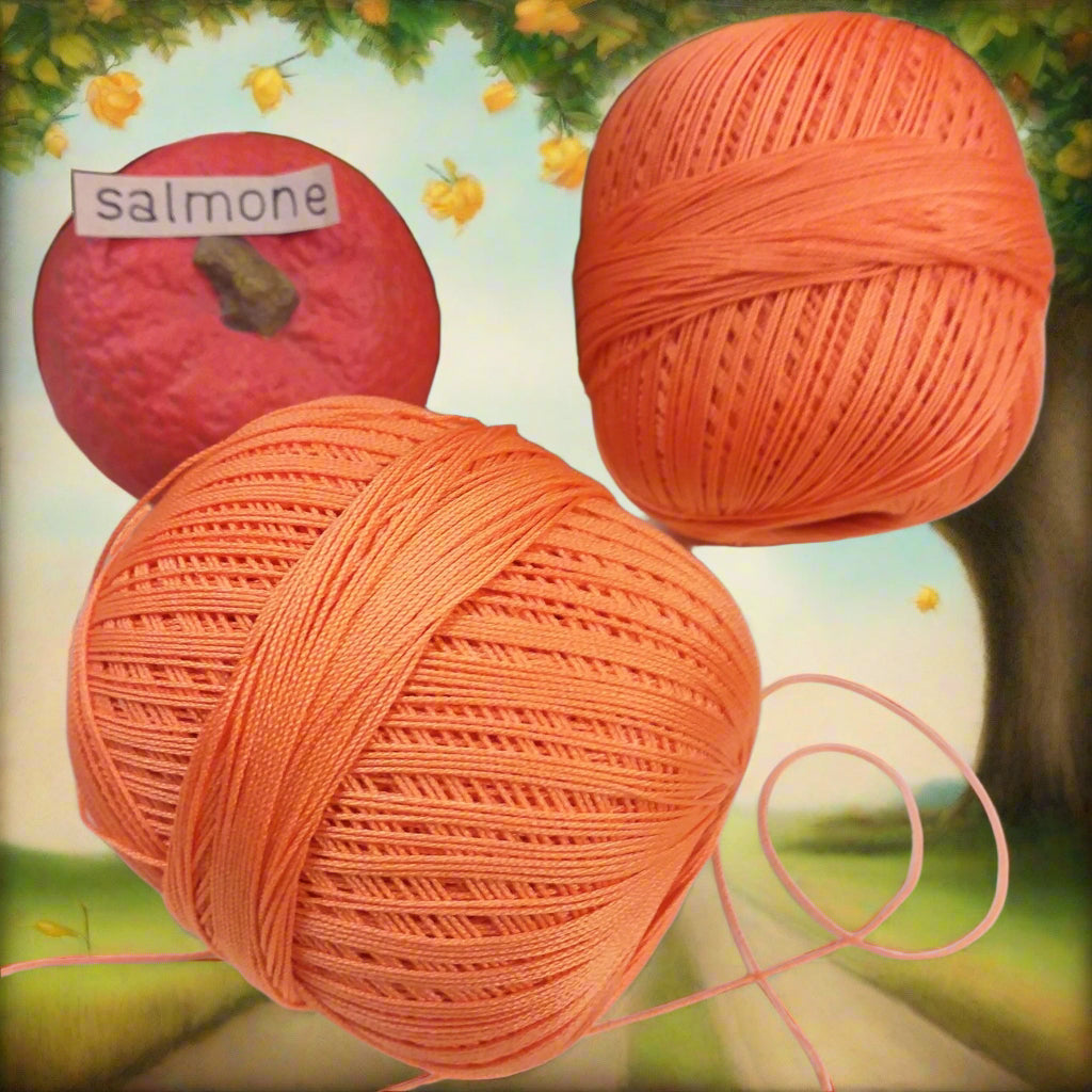 arancio salmone cotone per uncinetto economico scontato filato colorato titolo 10 filo di scozia Stafil-Schoeller manuela gomitolo in offerta uso lavori a maglia scialle con ferri uncini 1.00-1.50 crochet moderno creativo