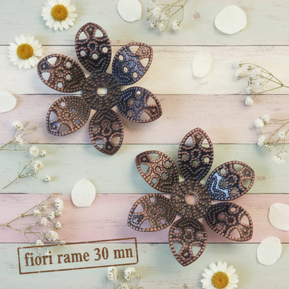 fiori filigrana metallo rame antico 30 mm bigiotteria ciondoli orecchini bijoux