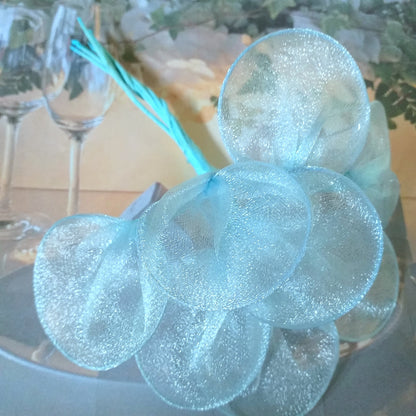 azzurro celeste bambino foglie portaconfetti in tulle racchettine per creare bomboniere fai da te confezionamento a casa o fioristi fiori di confetti segnaposto