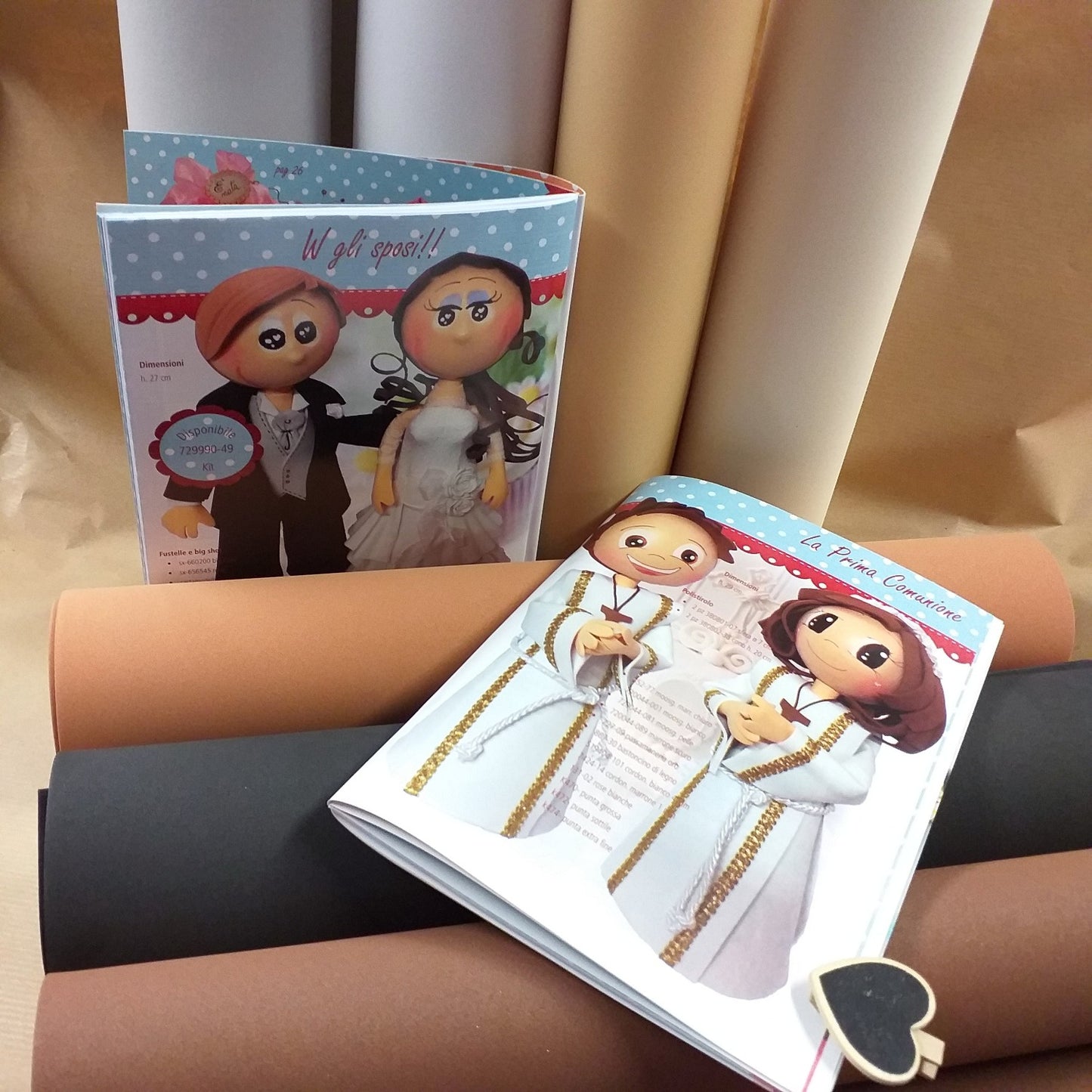 kit fai da te fommy gomma crepla eva manuale con tutorial fotografici cartamodelli uso creare cake topper sposi faccine fofuchas bambini Prima Comunione