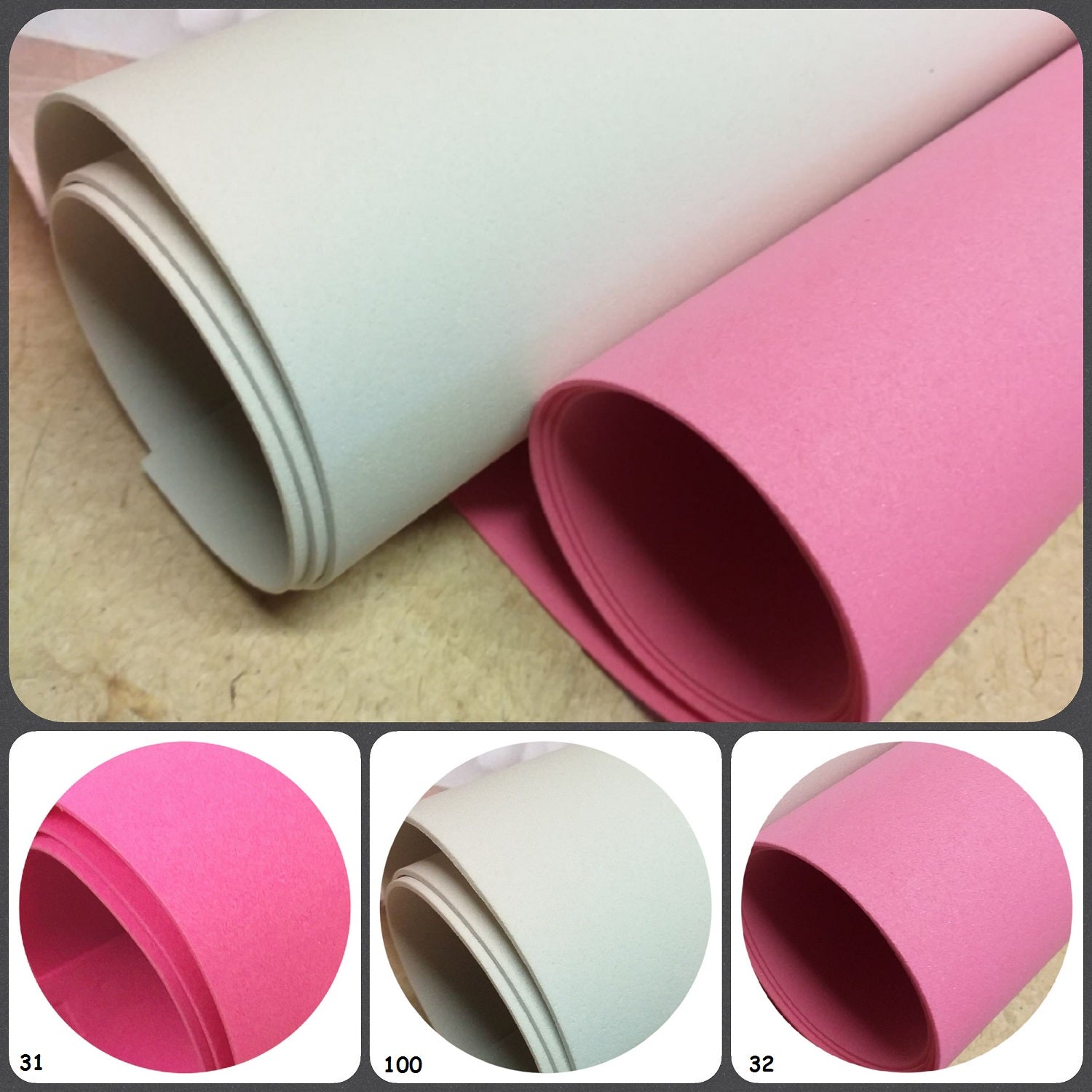 craft foam mousse fogli rosa pastello e fucsia ciclamino colori fommy soft sottile modellabile per fiori con stampi gomma eva carta crepla creazioni visi bambole pupazzi fiorellini