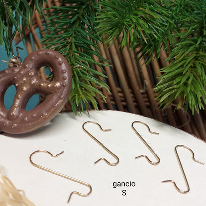 ganci per sfere palline decorazioni addobbi da appendere albero di Natale e forme oggetti uova polistirolo appendini ferro ottone forma S