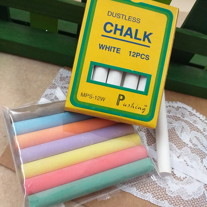 gessetti rotondi bastoncini bianchi colorati misti assortiti per pittura su fommy gomma crepla carta eva crespata o scrivere dipingere colorare lavagna di ardesia