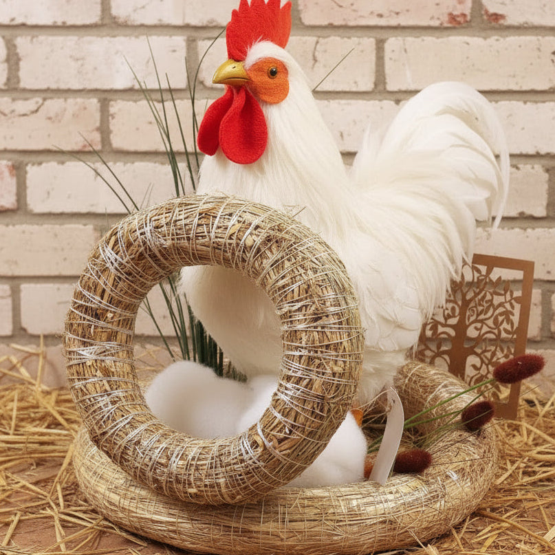 ghirlande medie e grandi 20-35 cm coroncine basi di paglia naturale cerchi anelli uso fai da te lavoretti creativi decorazioni addobbi pasquali e natalizi idea vetrina gallina allestimento rustico country shabby