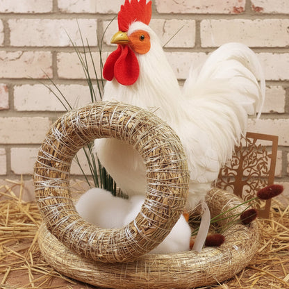 ghirlande medie e grandi 20-35 cm coroncine basi di paglia naturale cerchi anelli uso fai da te lavoretti creativi decorazioni addobbi pasquali e natalizi idea vetrina gallina allestimento rustico country shabby