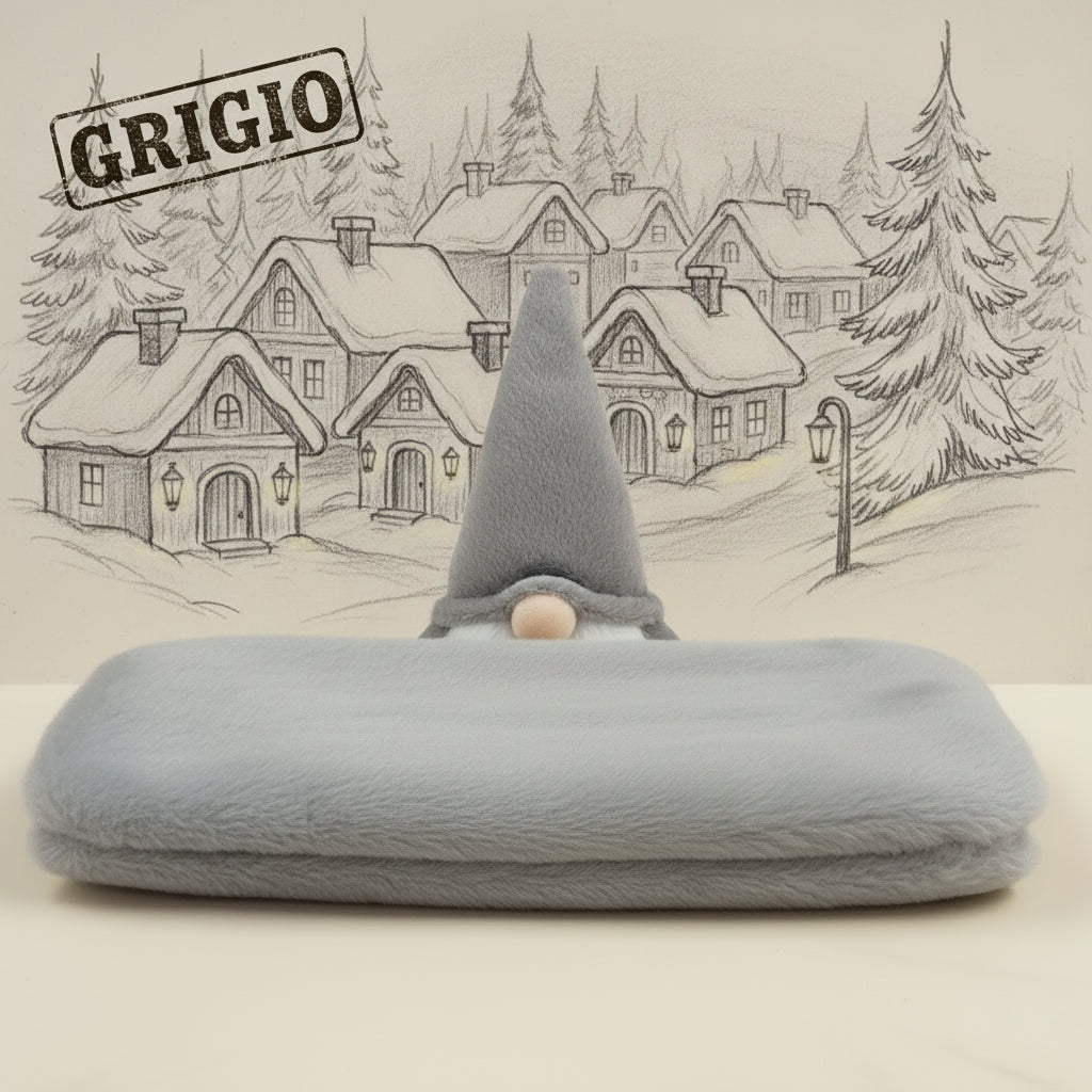 rotolo grigio tessuto peluche soffice morbido soft pelo corto peliccia ecologica sintetica stoffa uso cucito creativo pupazzi bambole di pezza Natale gnomo del bosco folletti