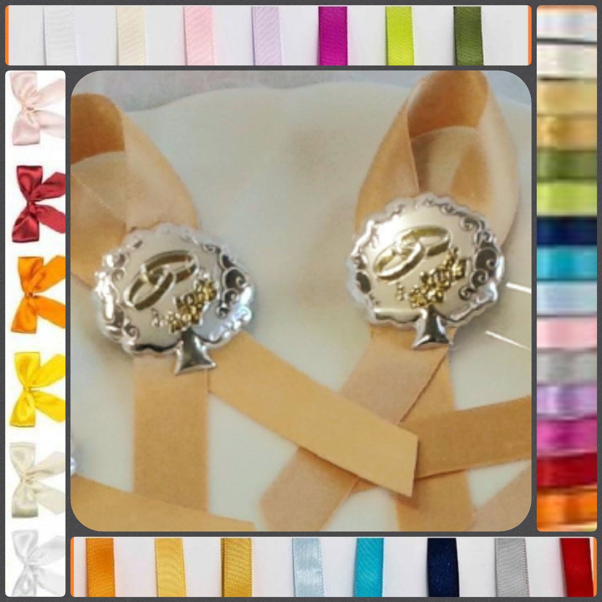 colori negozio icona albero della vita fedi roselline metallo per segnaposto coccarda matrimonio anniversario nozze d'oro d'argento