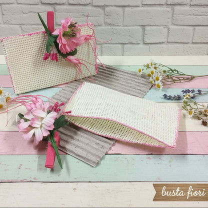 bustine piccole con fiori mignon miniature per bomboniere portaconfetti di juta corda rafia uso confezionamento packaging decorazioni hobby fai da te