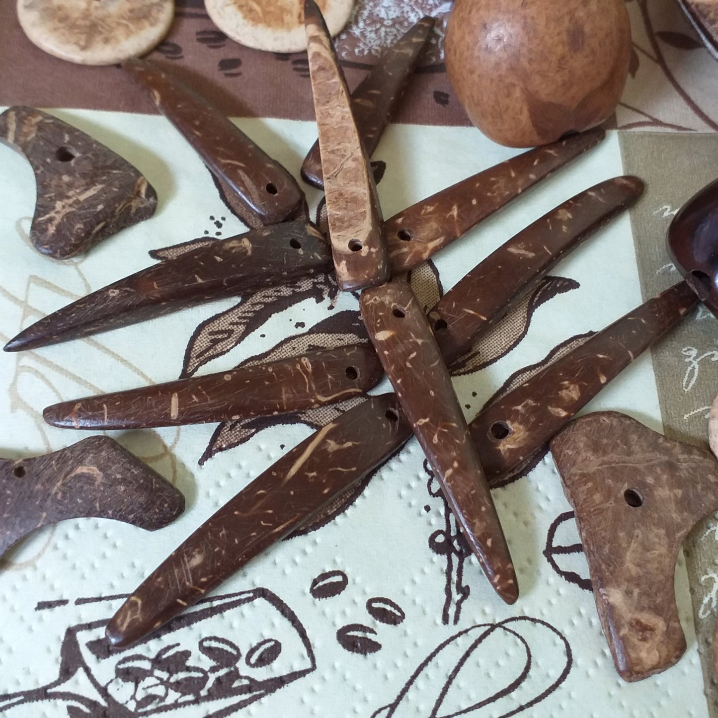 kit pendenti frange collane etniche di perle cocco perline legno pietre fai da te gioielli bijoux bigiotteria