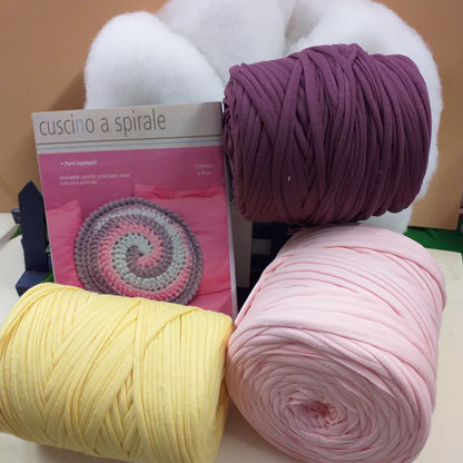 kit fettuccia per uncinetto imbottitura filato elasticizzato di cotone schemi manuale cuscino a spirale