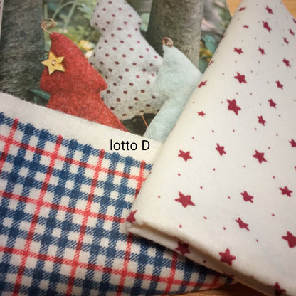 D kit pannolenci stampato natalizio stelline panna rosso tartan scozzese cartamodelli spiegazioni libretto-manuale lavoretti di Natale fuoriporta decorazioni addobbi da appendere alberi feltro