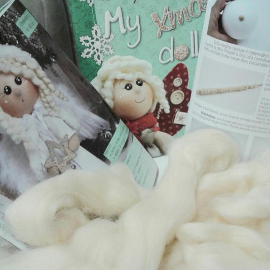 lana cardata per capelli bambole barba di gnomi del bosco elfi di Natale folletti Babbo papà Christmas