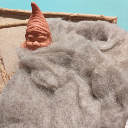 lana cardata merino fine decorativa grigio uso decorare rivestire infiltrire barba gnomi capelli bambole di stoffa pezza tessuto feltro pannolenci Natale