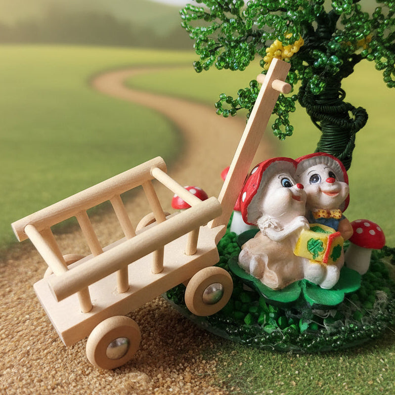 carretto ambientazioni arredi legno naturale Presepe accessori miniature mini giardino uso per micro paesaggio diy decorazioni vetrinistica bonsai albero pianta di perline filo di ferro