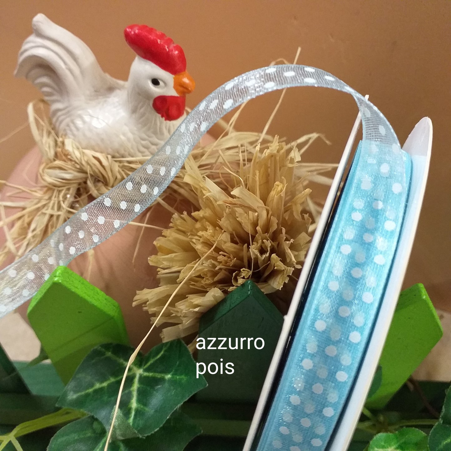 celeste azzurro pois nastri decorativi organza hobby creativi cucito bomboniere matrimonio uso packaging pacchi confezione regalo addobbi Natale decorazioni Pasqua