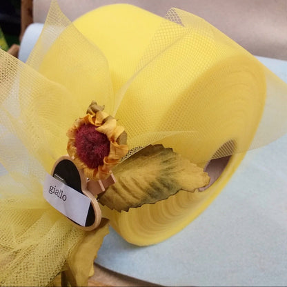 nastro giallo colori tessuto tulle rotolo metro per bomboniere cucito creativo hobby decorazioni pasquali fioristi pasticceria confezionamento packaging