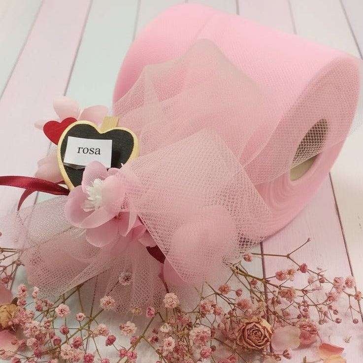 rosa colore nastro velo tessuto tulle rotolo metro per bomboniere cucito creativo hobby decorazioni pasquali fioristi pasticceria confezionamento packaging fiocco nascita bambina