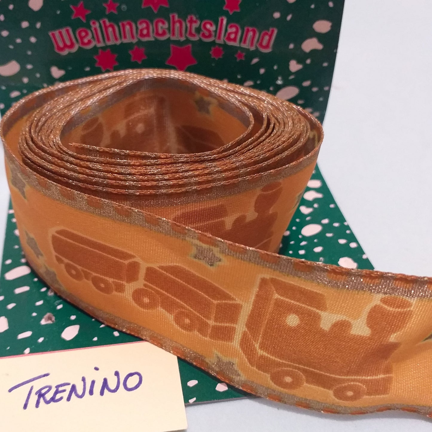 trenino di natale nastro oro per confezioni regalo albero natalizio decorazioni bomboniere