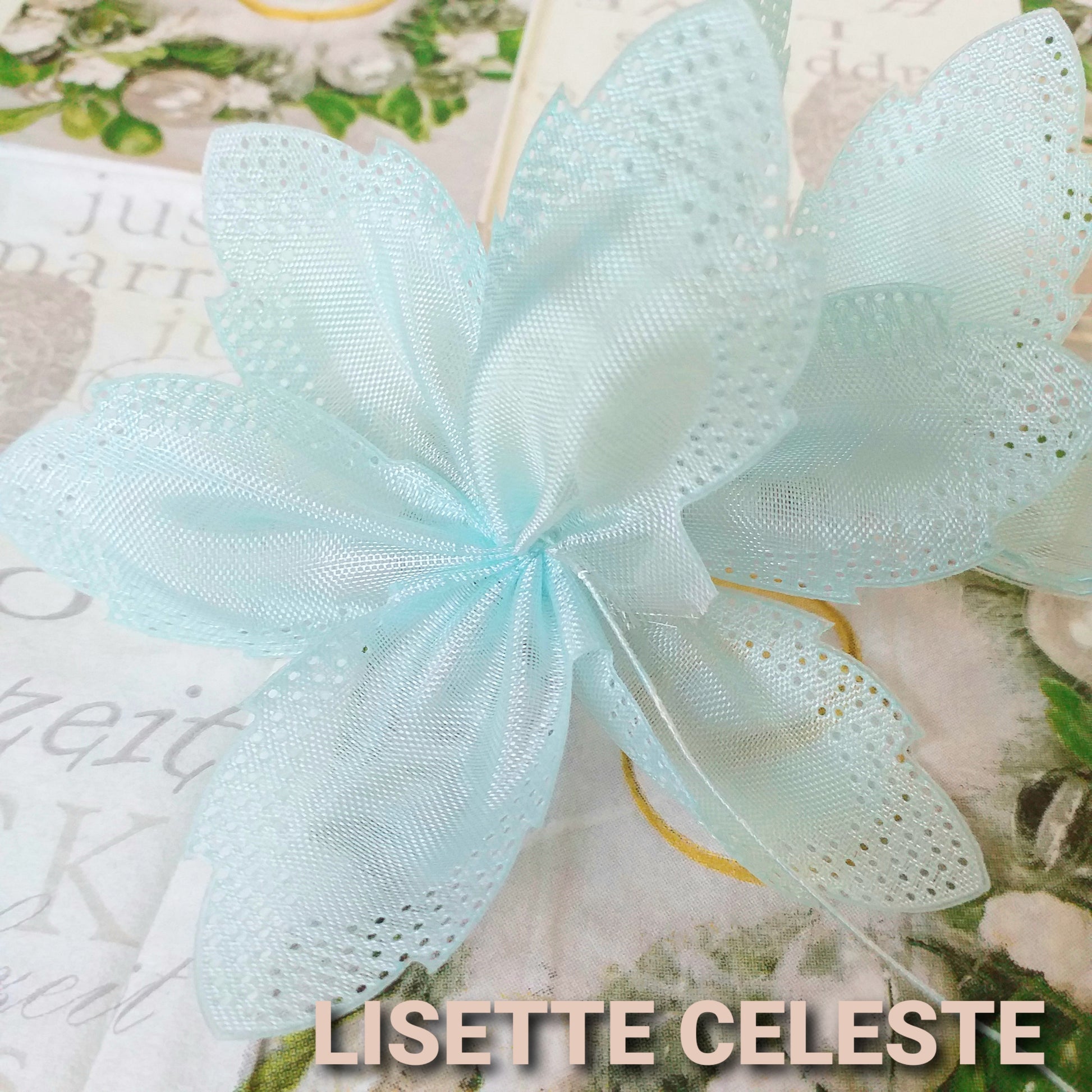 lisette celeste nastro portaconfetti con tirante di tulle in organza per petali foglie fiori coccarda fai da te segnaposto bomboniere