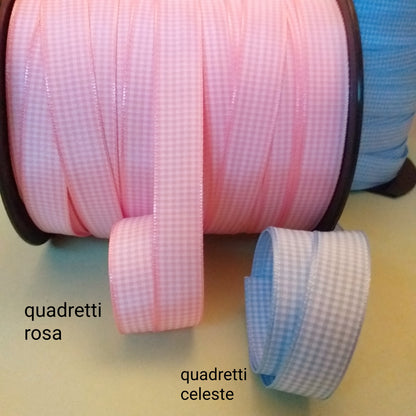 quadretti scozzese rosa celeste nastro raso stampato baby bimbo bimba neonato ad uso packaging confezione regalo fiocco nascita babyshower bomboniere battesimo