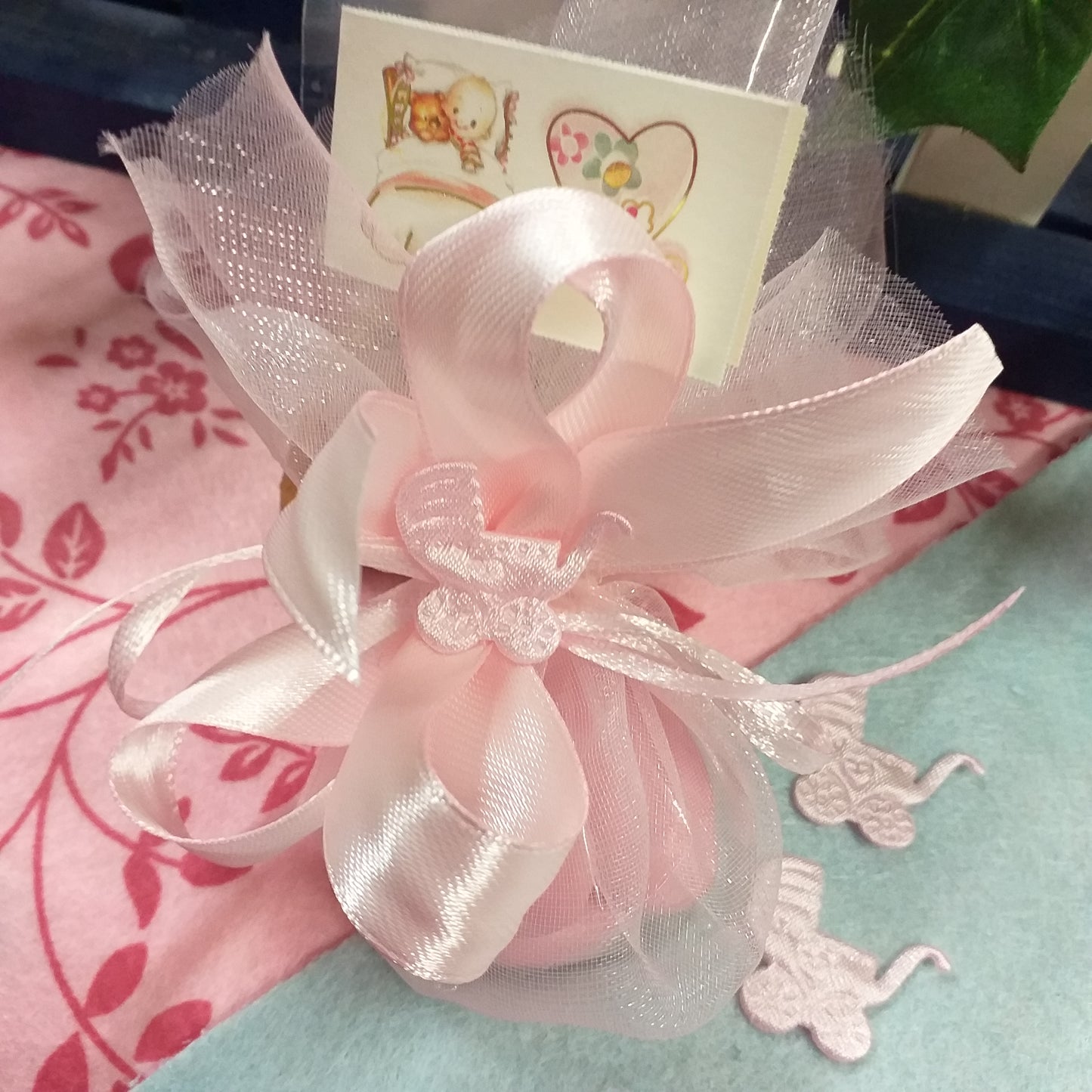 offerta 1 euro bomboniere nascita babyshower battesimo confezionate sacchettini con carrozzina baby colori pastello per bimba femminuccia bigliettino lettino orso cuore