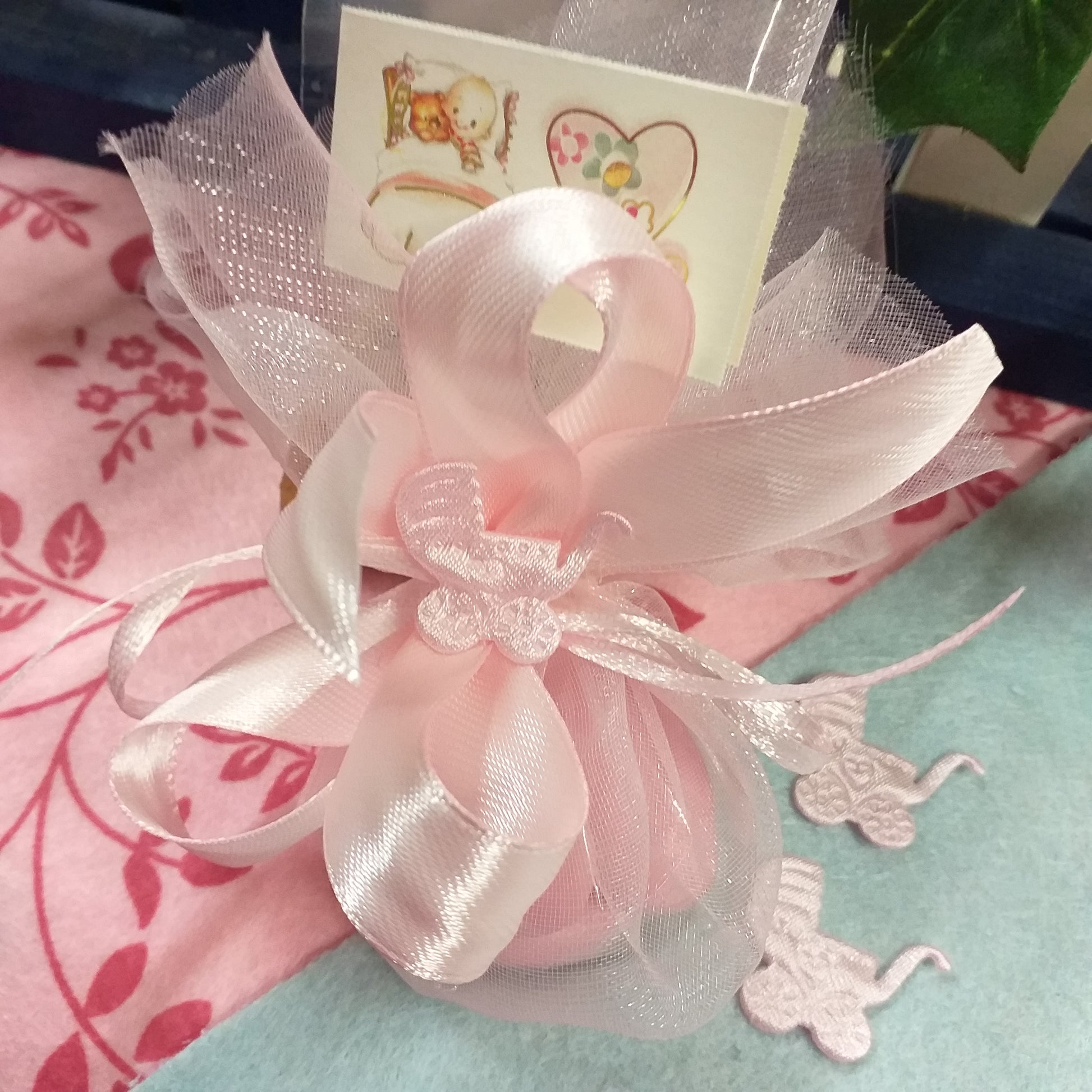 offerta 1 euro bomboniere nascita babyshower battesimo confezionate sacchettini con carrozzina baby colori pastello per bimba femminuccia bigliettino lettino orso cuore