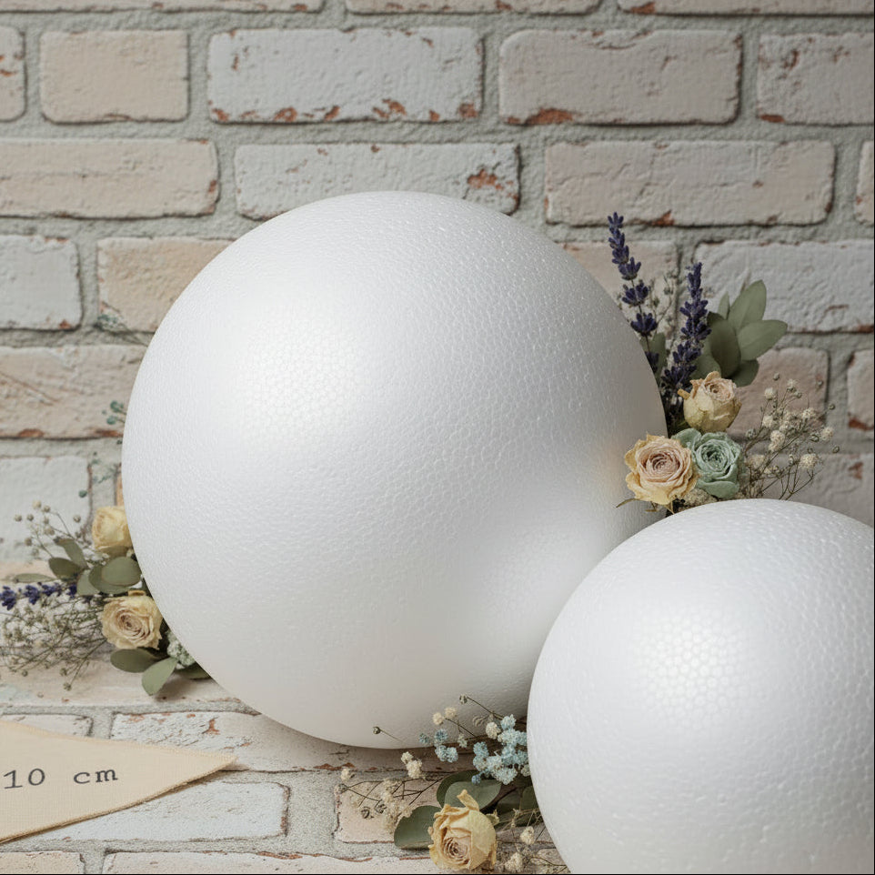 diametro 10 cm sfere grandi palline polistirolo styrofoam balls da decorare colorare rivestire dipingere decoupage uso addobbi albero natale decorazioni lavoretti creativi bambini hobbistica vetrinistica packaging