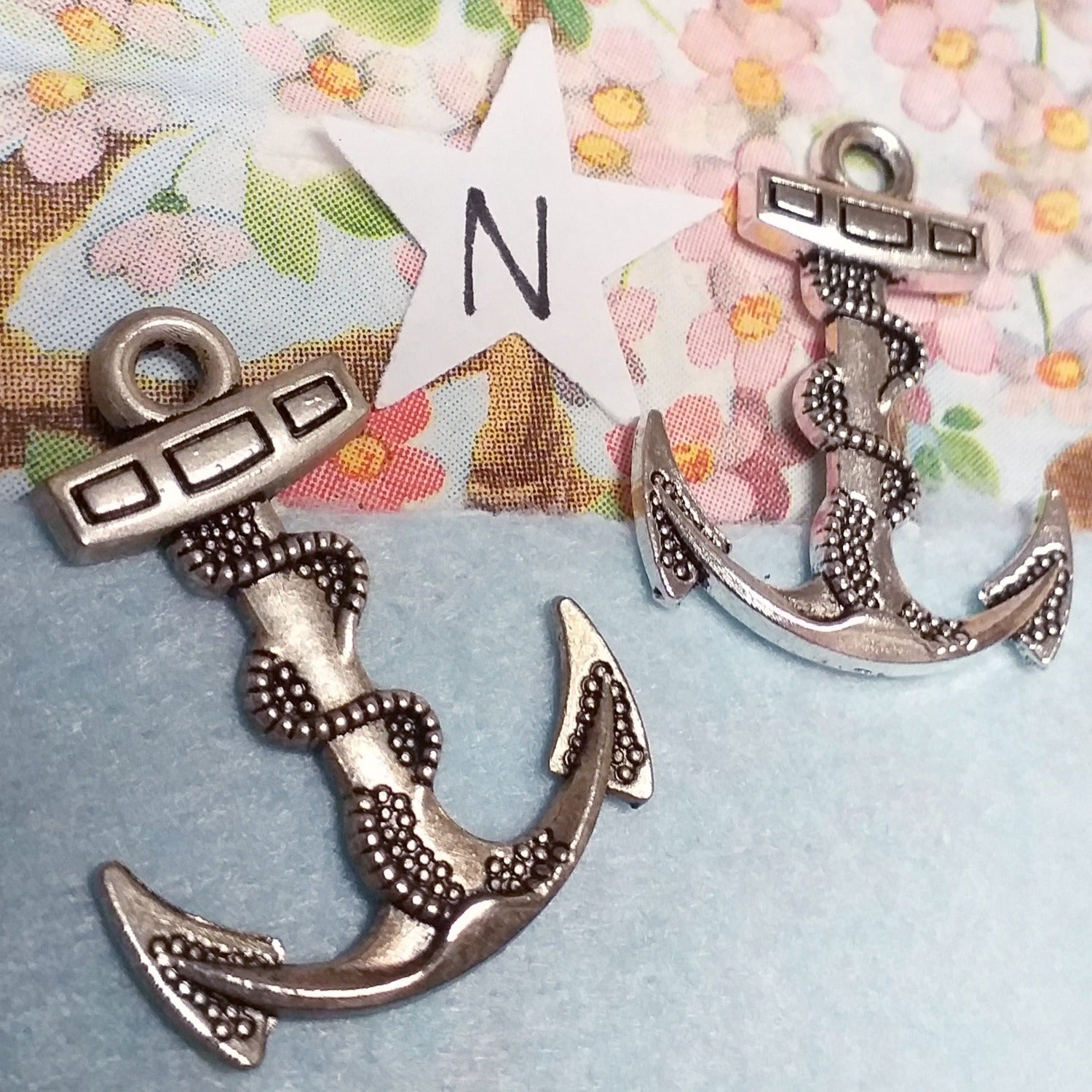 ancora mare ciondoli metallo charms pandora-style per fettuccia tubolare uso creare borse bracciali collane bijoux di bigiotteria fai da te con perle di metallo foro grande passante
