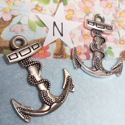 ancora mare ciondoli metallo charms pandora-style per fettuccia tubolare uso creare borse bracciali collane bijoux di bigiotteria fai da te con perle di metallo foro grande passante