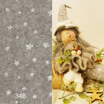 pannolenci stampato natalizio feltro morbido fantasia stelline beige idea fai da te befanella Epifania Natale streghetta Halloween