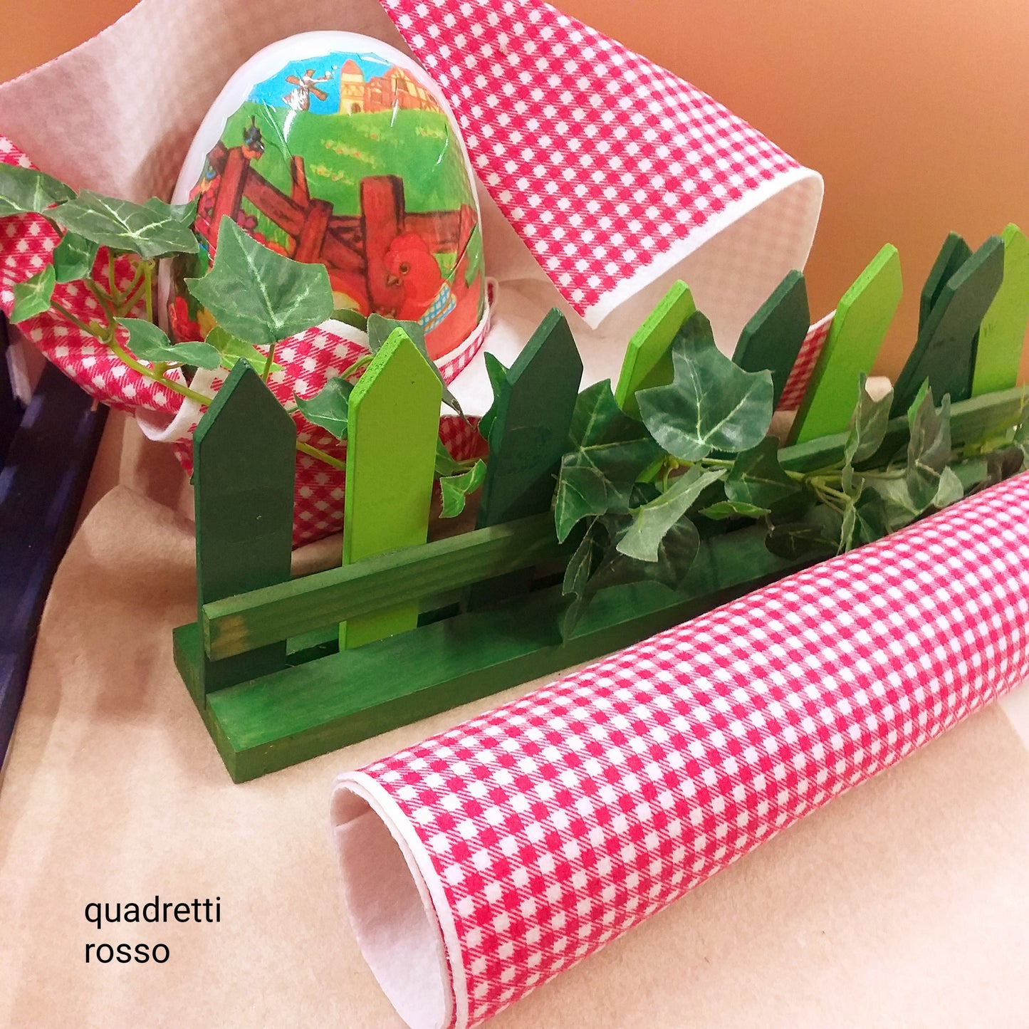 rosso scozzese quadretti vichy pannolenci feltro stampato tessuto stoffa per cucito creativo gnomi fiocco nascita lavoretti pasquali primavera